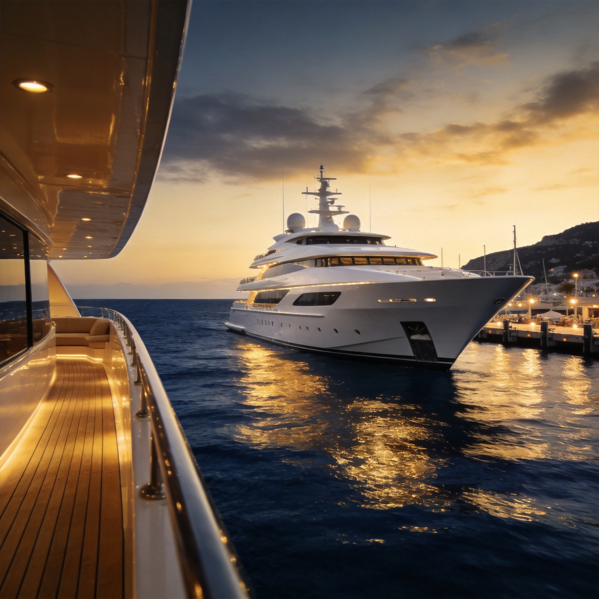 Luxury Yacht at Mediterranean Marina