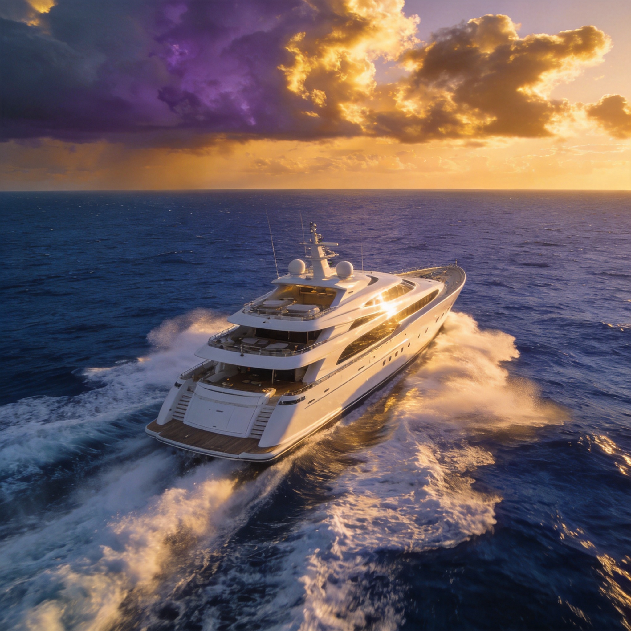 Superyacht Cruising on Open Ocean